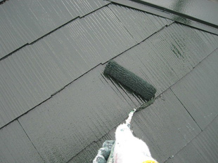 屋根塗装　下塗り：ベストシーラー 中塗り＆上塗り：サーモアイSI（遮熱塗料）　施工地域：東京都足立区舎人